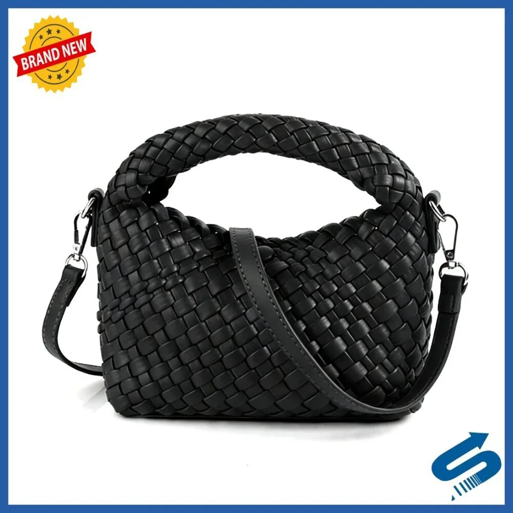 Woven Crossbody Bag Small Tote Cute Purse Top Handle Handbag Pu Leather